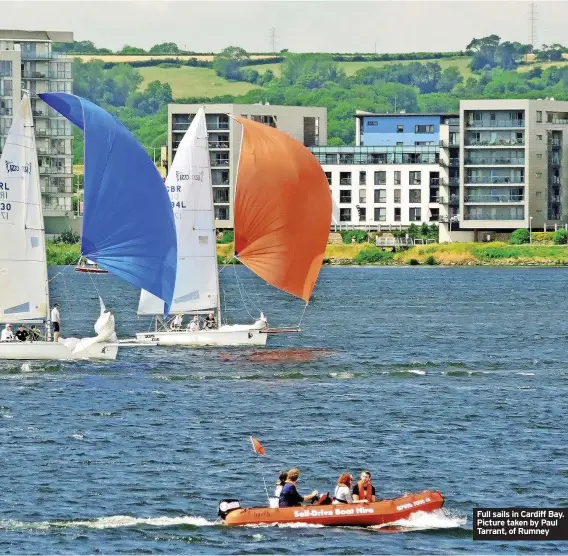  ?? ?? Full sails in Cardiff Bay. Picture taken by Paul Tarrant, of Rumney