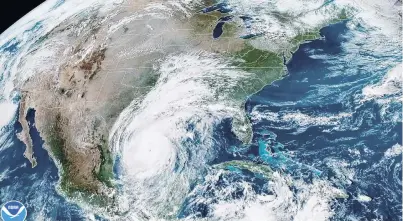  ?? PHOTO: REUTERS ?? Whirling threat . . . A satellite image shows Hurricane Delta as it progresses over Gulf of Mexico towards the Louisiana coast yesterday.