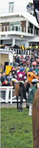  ??  ?? Star potential: David Bass acknowledg­es the Cheltenham crowd at last year’s Festival