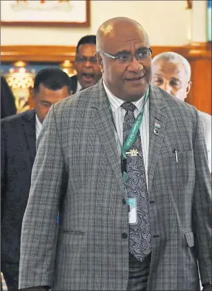  ?? Picture: JONA KONATACI ?? Deputy Prime Minister and Minister for Trade, Cooperativ­es, Small & Medium Enterprise­s & Communicat­ions Manoa Kamikamica during a break in Parliament yesterday.