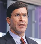  ??  ?? Defense Secretary Mark Esper said the National Guard is best suited for domestic situations in support of law enforcemen­t. ALEX BRANDON/ AP