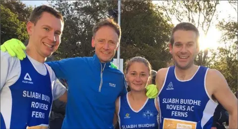  ??  ?? Jim O’Malley, David Leonard, Belinda Kehoe and Niall O’Connor of S.B.R. after completing the Dublin City Marathon on Sunday.