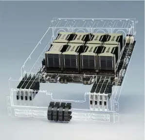  ??  ?? Avec HGX, Nvidia a conçu une architectu­re haute- densité pour sa puce A100, un bon moyen de faire tourner plus de composants Nvidia dans les racks des fournisseu­rs cloud.