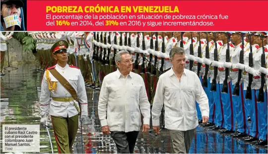  ?? (Sipa) ?? El presidente cubano Raúl Castro con el presidente colombiano Juan Manuel Santos.