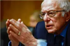  ?? CHIP SOMODEVILL­A/GETTY IMAGES ?? Bernie Sanders questions witnesses during a hearing about working hours on Capitol Hill on March 14, 2024 in Washington, DC.