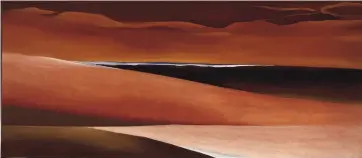  ?? COURTESY OF THE NEW MEXICO MUSEUM OF ART/BLAIR CLARK ?? “Desert Abstractio­n (Bear Lake),” Georgia O’Keeffe, 1931, oil on canvas, 16½x36½ inches. On long term loan to the New Mexico Museum of Art from the Museum of New Mexico Foundation (1984.336).