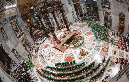  ?? Claudio Peri / AFP/Getty Images ?? Pope Francis celebrates a closing Mass at the end of the Synod of Bishops on Oct. 28 in St. Peter’s Basilica at the Vatican.