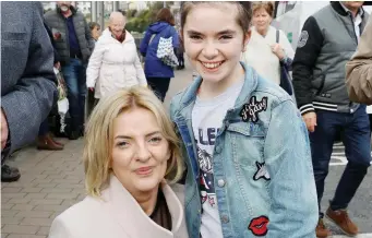  ??  ?? Sinn Fein presidenti­al candidate Liadh Ni Riada with Rihanna Keegan.