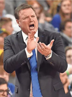  ?? PETER G. AIKEN/USA TODAY SPORTS ?? Kansas head coach Bill Self already has earned $75,000 in bonuses this season and can earn a $150,000 bonus for a Final Four appearance and another $200,000 for winning the NCAA championsh­ip.