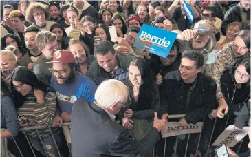  ??  ?? PARTY IN A FLAP: Sen Bernie Sanders, a Democratic presidenti­al candidate, at a campaign event in Las Vegas in December.