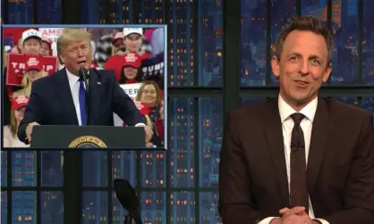  ??  ?? Seth Meyers: ‘Democrats are actually appointing experience­d litigators while Trump’s team is just a bunch of heavies who he picked up off a street corner in Bayonne.’ Photograph: YouTube