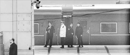  ?? KYODO NEWS VIA THE ASSOCIATED PRESS ?? This train at Beijing Railway Station on Tuesday sparked speculatio­n about a visit to Beijing by North Korean leader Kim Jong Un.