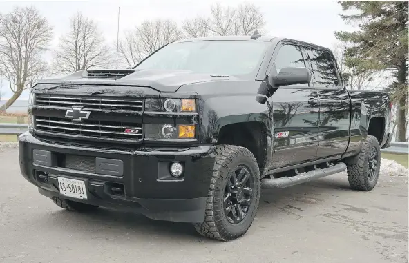  ?? — JIL MCINTOSH/DRIVING.CA ?? 2018 Chevrolet Silverado 2500 Crew Cab 4x4 LTZ has the intimidati­ng styling typical of the segment.