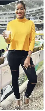  ??  ?? Head of marketing at Sports Max Tanya Lee shined bright at the CPL T-20 match between the Jamaica Tallwahs and the St Kitts and Nevis Patriots.