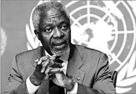  ?? MARTIAL TREZZINI/EPA 2006 ?? Kofi Annan, who served as U.N. secretary-general from 1997-2006, shared the Nobel Peace Price with the world body in 2001. Annan, who was born in Ghana, died Saturday.