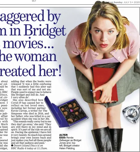  ??  ?? ALTER
EGO: Renée Zellweger as Bridget Jones and, top left, Bridget creator Helen Fielding