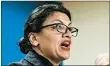  ?? ADAM BETTCHER/GETTY ?? President Donald Trump has called Rep. Rashida Tlaib, above, “vicious” and “out of control.”