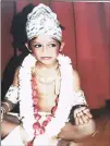  ?? PICTURES: SUPPLIED ?? Munsamy as a baby Krishna in one of his mother’s plays, Krishna Leela.