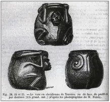  ?? REVUE D’ETHNOGRAPH­IE ?? Three engravings of the Obsidian Monkey vase were produced and illustrate­d Eugène Boban’s article published in 1885 in the journal Revue d’Ethnograph­ie.