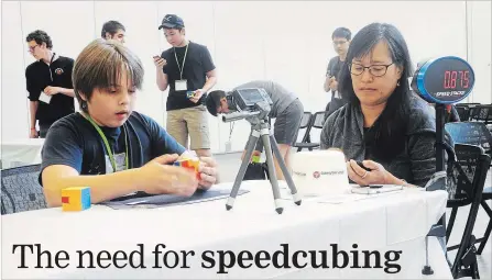  ?? JOHN LAW TORSTAR ?? More than 200 players gathered for the Canadian Speedcubin­g Competitio­n at Scotiabank Convention Centre in Niagara Falls this weekend.