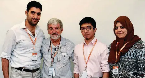  ??  ?? (From left) Yamen, Prof Alexander Gray (University of Strathclyd­e), Tan and Muna at the Best Practices for Phytochemi­cal Research in Drug Discovery post-conference workshop by Prof Gray during the Pharmacy and Pharmaceut­ical Sciences Conference at IMU.