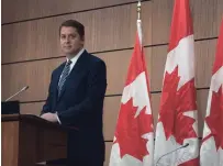  ?? ADRIAN WYLD THE CANADIAN PRESS ?? Tory Leader Andrew Scheer supports a hybrid Parliament, with some MPs physically present and others connected virtually.