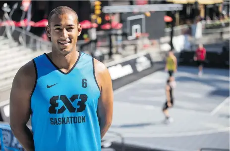  ?? LIAM RICHARDS ?? Former University of Saskatchew­an basketball player Nolan Brudehl, who is playing in this weekend’s FIBA 3x3 World Tour Masters tournament, has made a determined recovery from a knee injury after being told by his surgeon he likely wouldn’t be able to play basketball again.