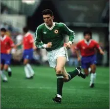  ??  ?? Roy Keane makes his senior debut for Ireland against Chile.