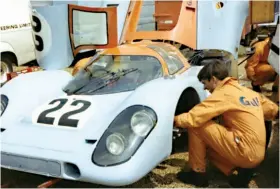  ??  ?? Below right: Mike Hailwood and David Hobbs drove the #22 entry at Le Mans in 1970, crashing out in the fifth hour at Tertre Rouge. Note the variation on the usual Gulf colour scheme