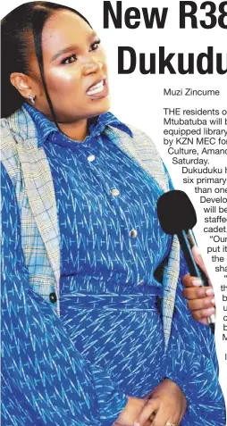  ?? ?? KZN MEC for Sport, Arts, and Culture, Amanda Mapena