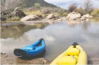  ??  ?? Arizona is not all dry desert — you can kayak on the Salt River near Scottsdale with REI Co-op Experience­s.