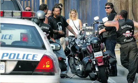  ?? KRISTINE RACICOT/THE WINDSOR STAR/FILE ?? The presence in Canada of the Outlaws, a large club from the United States, is always aggravatin­g for the Hells Angels.