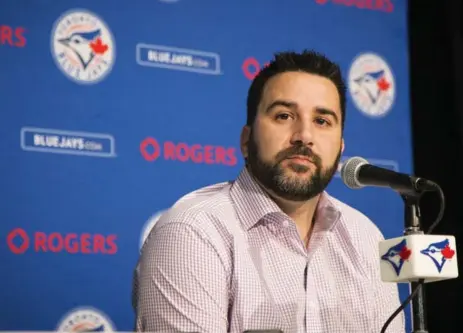  ?? MELISSA RENWICK/TORONTO STAR ?? Jays GM Alex Anthopoulo­s gave his season-ending address on Monday, saying the lessons he learned this season will serve him well moving forward.