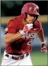  ?? NWA Democrat- Gazette/ ANDY SHUPE ?? Center fielder Dominic Fletcher went 3 for 5 with 4 RBI and 3 runs scored for the Arkansas Razorbacks, who beat Memphis to win their fi fth game in a row.