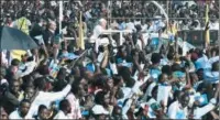  ?? (AFP) ?? Pope Francis (centre) arrives for the mass at the N’Dolo Airport in Kinshasa, Democratic Republic of Congo on Wednesday.