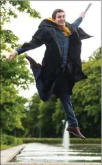  ??  ?? David Geaney kicks up his heels after graduating two weeks ago from UL with a degree in Economics and Math Science. He’ll be dancing again this week at Tradfest