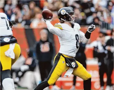  ?? Andy Lyons/Getty Images ?? Pittsburgh quarterbac­k Kenny Pickett threw for a season-high 278 yards in a road win over the Cincinnati Bengals days after the Steelers fired offensive coordinato­r Matt Canada.