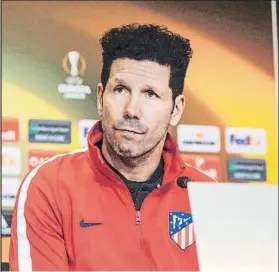  ?? FOTO: EEF ?? Simeone, en la rueda de prensa previa al partido de este jueves ante Lokomotiv