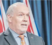  ?? GOVERNMENT OF B.C. ?? Premier John Horgan: “The No. 1 issue we are hearing is people anxious to see loved ones in the latter days of their time here.”