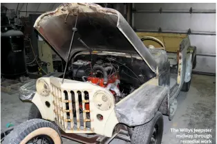  ??  ?? The Willys Jeepster midway through remedial work