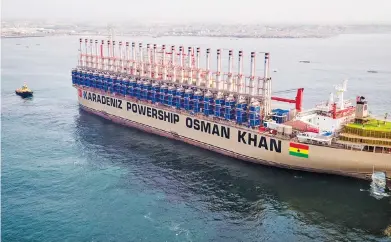  ?? Picture: Supplied ?? POTENTIAL. Karpowersh­ip is the world’s biggest supplier of floating gas-fired power plants designed to provide up to 1 220MW of power – enough to cancel out an entire stage of load shedding.