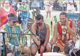  ?? / Doug Walker ?? Keith Sharphead (from left), Francisco Zamora and Cody Boettner play drums.