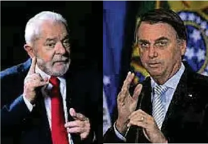  ?? FOTO CORTESÍA ?? El el último debate presidenci­al, Lula da Silva (foto izquierda), y el presidente Jair Bolsonaro, se lanzaron dardos sacando acusacione­s entre ambos. El país va a las urnas polarizado.