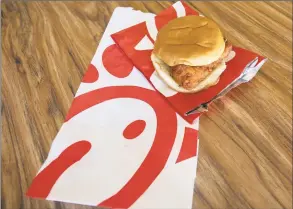  ?? Jacy Lewis/ Reporter- Telegram ?? A ChickFilA chicken sandwich.