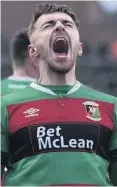  ??  ?? Spot on: Robbie McDaid rocks Crusaders in the Irish Cup