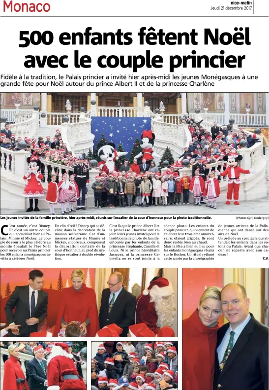  ?? (Photos Cyril Dodergny) ?? Les jeunes invités de la famille princière, hier après-midi, réunis sur l’escalier de la cour d’honneur pour la photo traditionn­elle.