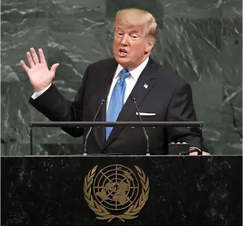  ?? PHOTO AFP ?? Le président des États-unis, Donald Trump, a prononcé son premier discours devant l’assemblée générale des Nations unies, hier, à New York.