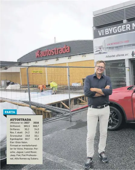  ??  ?? STØRST: Gisle Valen er godt fornøyd med salget hos Autostrada Porsgrunn. Over halvparten av alle Alfa Romeo Stelvio i Norge selges i butikken som ledes av Trond Aasulfsen.