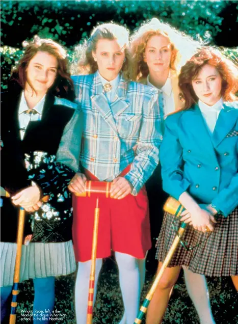  ??  ?? Winona Ryder, left, is the head of the clique in her high school, in the film Heathers