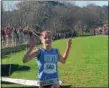  ?? KEV HUNTER/DIGITAL FIRST MEDIA ?? North Penn’s Ariana Gardizy took first place in District 1-AAA Cross Country Championsh­ips Friday.